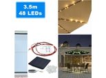 Wolketon 3M-3.5M Ombrellone Con Led Solare Ombrellone A Sbalzo Inclinabile Ombrellone Da Balcone Ombrellone Da Mercato UV40+ Ombrellone Da Giardino, Beige, 3.5M
