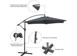 Wolketon 3M-3.5M Ombrellone Inclinabile A Sbalzo Ombrellone Da Balcone Ombrellone Da Mercato UV40+ Ombrellone Da Giardino, Grigio, 3M