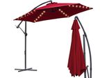 Karpal 3M-3.5M Ombrellone Con Led Solare Inclinabile Ombrellone A Sbalzo Ombrellone Da Balcone Ombrellone Da Mercato UV40+ Ombrellone Da Giardino, Rosso, 3M