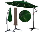 Einfeben 3,5M Ombrellone Da Giardino Con Led Solare E Copertura Protettiva Semaforo Ombrellone Padiglione A Manovella Alluminio, Verde, 3,5M