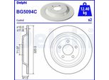 2X Disco Freno Delphi BG5094C Per Ford Usa Mustang Vi Coupe Mustang Vi Convertible
