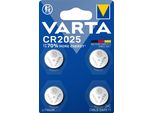 Varta CR2025 3V, Pila A Bottone Al Litio - Confezione Blister Di 4 Pezzi