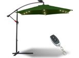 Ombrellone Jopassy 3 M UV40+ Con Led Solare Orientabile Ombrellone Da Giardino Ombrellone A Manovella Alluminio, Verde