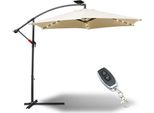 Ombrellone Jopassy 3 M UV40+ Con Led Solare Orientabile Ombrellone Da Giardino Ombrellone A Manovella Alluminio, Beige