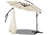 Fiqops Ombrellone Da Giardino Girevole Da 3 M UV40+ Ombrellone A Manovella In Alluminio, Beige
