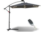 Ombrellone Jopassy 3 M UV40+ Con Led Solare Orientabile Ombrellone Da Giardino Ombrellone A Manovella Alluminio, Grigio