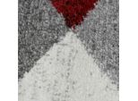 Tappeto Moderno Astratto A Quadri A Onde In Rosso Antracite Dimensioni - 240X330 Cm