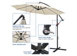 Yakimz Ombrellone Da 3 M UV40+ Con Led Solare Orientabile Ombrellone Da Giardino Ombrellone A Manovella Alluminio, Beige