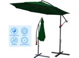 Swanew Ombrellone Verde Ø350Cm Ombrellone Pensile Da Giardino Ombrellone Da Mercato A Manovella Balcone Alluminio Inclinabile
