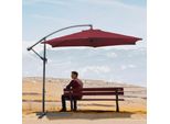 Jiubiaz Ombrellone Rosso Ø350Cm Ombrellone Pensile Da Giardino Ombrellone Da Mercato Ombrellone A Manovella Balcone Alluminio Inclinabile