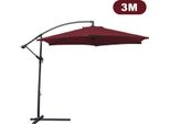 Jiubiaz Ombrellone A Sbalzo 300Cm - Ombrellone A Sbalzo, Parasole, Ombrellone Da Giardino - Rosso