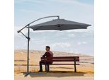 Jiubiaz Ombrellone Grigio Ø350Cm Ombrellone Pensile Da Giardino Ombrellone Da Mercato Ombrellone A Manovella Balcone Alluminio Inclinabile