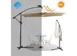 Jopassy Ombrellone Da 3,5 M UV40+ Ombrellone Da Campeggio Ombrellone A Pendolo Ombrellone Da Giardino Solare Con Led - Beige