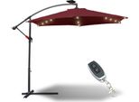Ombrellone Jopassy Con Illuminazione A Led Ombrellone A Braccio Laterale 300 Cm - Protezione Solare, Ombrellone Da Giardino - Rosso