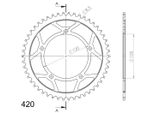 Pignone In Acciaio Supersprox 420 - 47T (Nero) RFE-24:47-BLK|ID 105,0 Lk 120,0 5 Fori