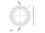 Pignone In Acciaio Supersprox 520 - 39T (Nero) RFE-808:39-BLK|ID 126,0 Lk 146,0 6 Fori