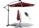 Jiubiaz Ombrellone Con Illuminazione A Led Ombrellone A Semaforo - Protezione Solare, Ombrellone Da Giardino - Rosso, 300Cm