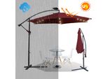 Fiqops Ombrellone Con Illuminazione A Led Ombrellone A Semaforo - Protezione Solare, Ombrellone Da Giardino - Rosso, 300Cm