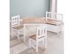 Panca Per Bambini Roba 'Woody' - Cassapanca Per Giocattoli In Legno Naturale E Laccato Bianco - Panca Per Bambini Con Freno Per Il Coperchio E Superficie Rivestita