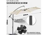 Tolletour 3,5 M Ombrellone UV40+ Campeggio Ombrellone A Pendolo Padiglione Led Ombrellone Solare Da Giardino Con Led -Beige