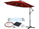Tolletour Ombrellone Con Illuminazione A Led Ombrellone A Braccio Laterale 300 Cm - Protezione Solare, Ombrellone Da Giardino - Rosso