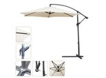 Tolletour Ombrellone A Braccio Laterale 350 Cm - Ombrellone A Braccio Laterale, Protezione Solare, Ombrellone Da Giardino - Beige
