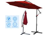Yakimz Ombrellone 300Cm Da Balcone Ombrellone Da Giardino Ombrellone Da Mercato, Ombrellone Rosso Con Palo Girevole, Protezione Solare UV30+