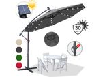 Tolletour Ombrellone Con Illuminazione A Led Ombrellone A Braccio Laterale 300 Cm Ombrellone Da Giardino Gazebo - Grigio