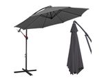 Tolletour Ombrellone 350Cm Ombrellone Da Balcone Ombrellone Da Giardino Ombrellone Da Mercato, Ombrellone Grigio Con Palo Girevole, Protezione Solare UV30+