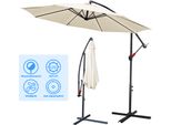 Yakimz Ombrellone 350Cm Ombrellone Da Balcone Ombrellone Da Giardino Ombrellone Da Mercato, Ombrellone Da Giardino Beige Con Palo Girevole, Protezione Solare UV30+