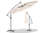 Ombrellone A Sbalzo Tolletour 350 Cm Con Illuminazione Led, Protezione Uv E Manovella - Beige