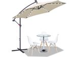 Ombrellone Con Illuminazione A Led Ombrellone A Braccio Laterale 300 Cm Ombrellone Da Giardino Gazebo - Beige