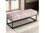 Panca Rosa Vellutata 108X40X40 Cm Panca Imbottita Per Corridoio Con Struttura In Metallo, Panca Letto Design Camera Da Letto Trapuntata, Panca Armadio Moderno | Wohnling