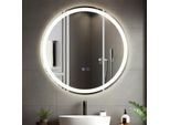 Zmh Lampada A Specchio Led Specchio Rotondo 80 Cm Specchio Da Parete Dimmerabile 3000K-6500K Interruttore Touch Entfogger Specchio Luminoso
