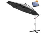 Ombrellone Clanmacy Ombrellone A Braccio Laterale 300 Cm Con Led, Protezione Uv, Manovella - Grigio Ombrellone Da Giardino Ombrellone Da Mercato Manovella Balcone