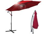 Hengda Ombrellone Girevole A 360° Ø350Cm Ombrellone Con Manovella UV40+ Ombrellone Da Giardino Ombrellone Da Mercato Rosso