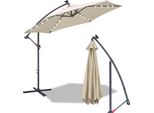 Ombrellone A Sbalzo Aopunly 350 Cm Con Led, Protezione Uv, Manovella -Beige