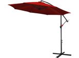 Aopunly Ombrellone A Sbalzo Ruotabile A 360° Ø300Cm Ombrellone Con Manovella UV40+ Ombrellone Da Giardino Ombrellone Da Mercato Rosso