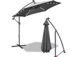 Aopunly Ombrellone A Sbalzo 3,5 M Con Led, Protezione Uv, Manovella - Grigio Ombrellone Da Giardino Mercato Ombrellone A Manovella Balcone