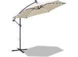 Ombrellone A Sbalzo Aopunly 300 Cm Con Led, Protezione Uv, Manovella -Beige