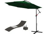 Tolletour Ombrellone Girevole A 360° Ø350Cm Ombrellone Con Manovella UV40+ Ombrellone Da Giardino Ombrellone Da Mercato Verde