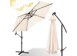 Tolletour Ombrellone A Braccio Laterale 300 Cm Con Led, Ombrellone Da Giardino, Ombrellone Da Mercato, Manovella, Balcone, Protezione Uv, Manovella - Beige