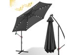 Tolletour Ombrellone A Braccio Laterale 300 Cm Con Led, Protezione Uv, Manovella - Grigio Ombrellone Da Giardino Ombrellone Da Mercato Manovella Balcone