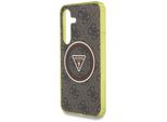 Etui Guess 4G Glitter Triangle Buttons Magsafe Do Samsung Galaxy S25 BrąZowy