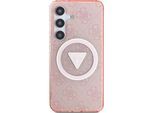 Etui Guess 4G Glitter Triangle Buttons Magsafe Do Samsung Galaxy S25 RóżOwy