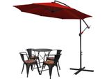 Ombrellone Jayseuw Ombrellone Girevole A 360° Ø300Cm Protezione Uv Ombrellone Con Manovella UV50+ Ombrellone Da Giardino Ombrellone Da Mercato Rosso