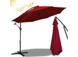 Aopunly Ombrellone 360° Girevole A Sbalzo Ø350Cm Ombrellone A Manovella Protezione UV50+ Ombrellone Da Giardino Ombrellone Da Mercato Rosso