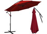 Tolletour Ombrellone Girevole A 360° Ø300Cm Protezione Uv Ombrellone Con Manovella UV50+ Ombrellone Da Giardino Ombrellone Da Mercato Rosso