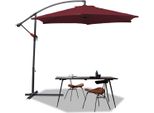 Tolletour Ombrellone Ombrellone A Braccio Laterale Ombrellone Da Giardino Gazebo 300 Cm - Rosso