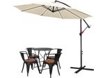 Tolletour Ombrellone Ombrellone A Braccio Laterale Ombrellone Da Giardino Gazebo 350 Cm - Beige